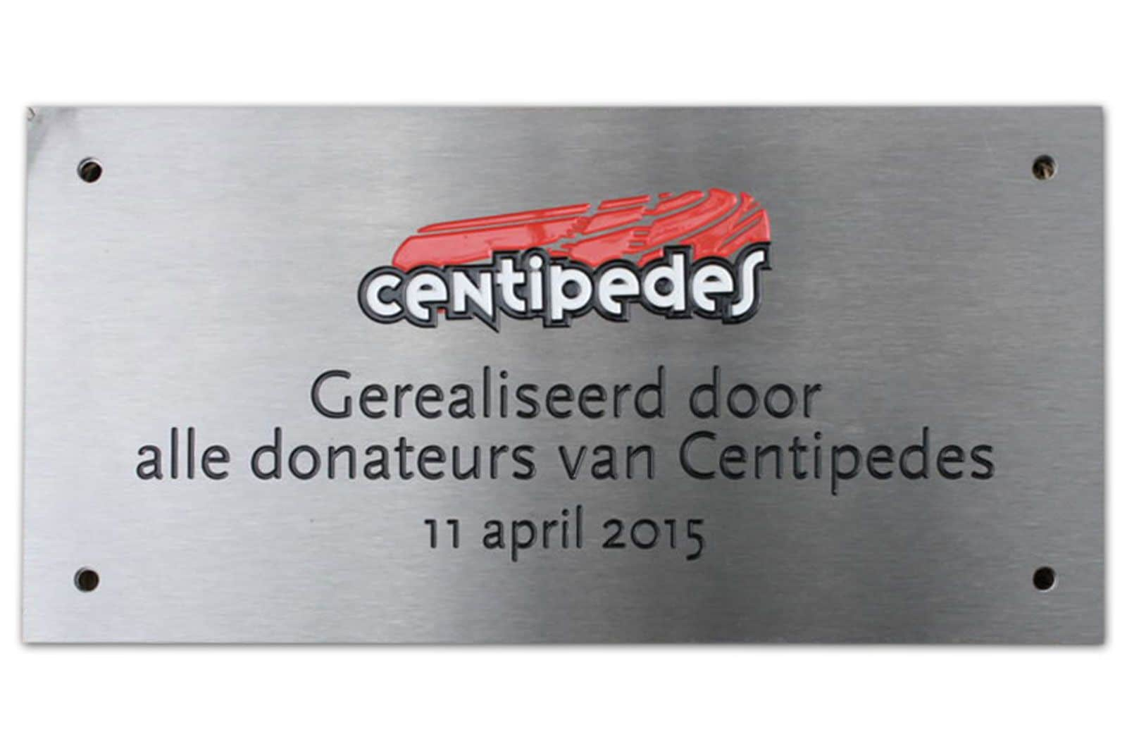 RVS frezen gedenkbord Centepedes