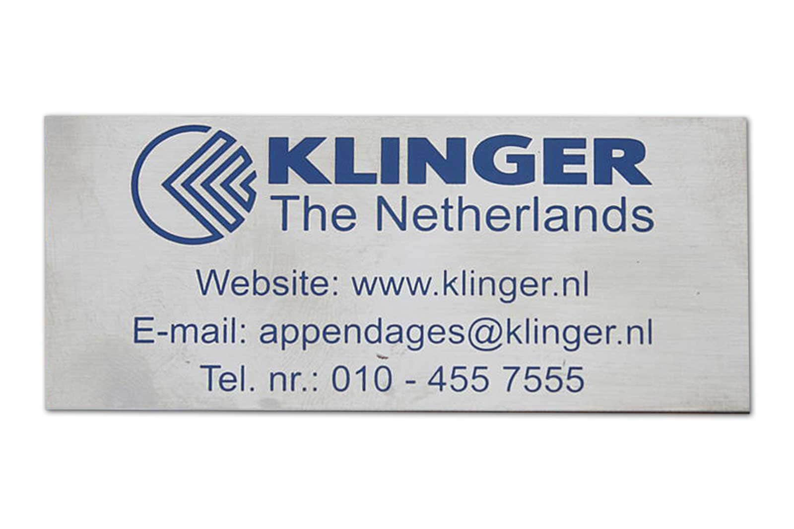 RVS - etsen - merkenlabel - Klinger