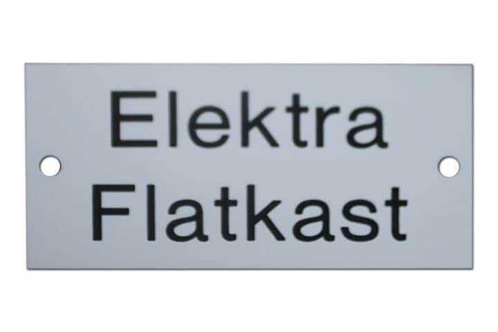 Gefreeds datacommunicatieplaatje met de tekst: Elektra Flatkast