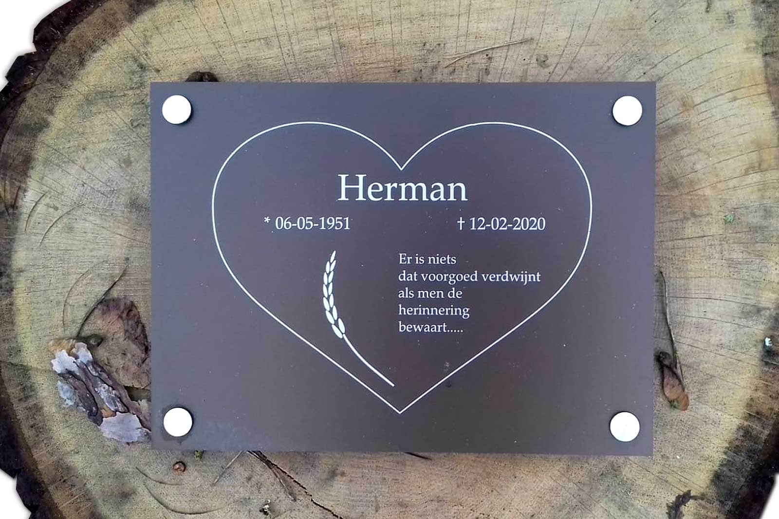 Gedenkplaat - aluminium onderdruk