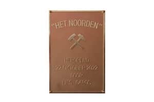 Herinneringsbord of plaquette van messing van cafe het Noorden