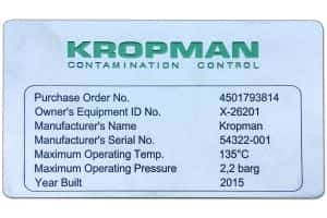 gefreesd en ingelakt typeplaatje van Kropman