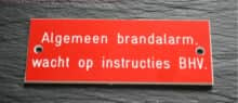 Kunststof plaatje brandalarm, resopal