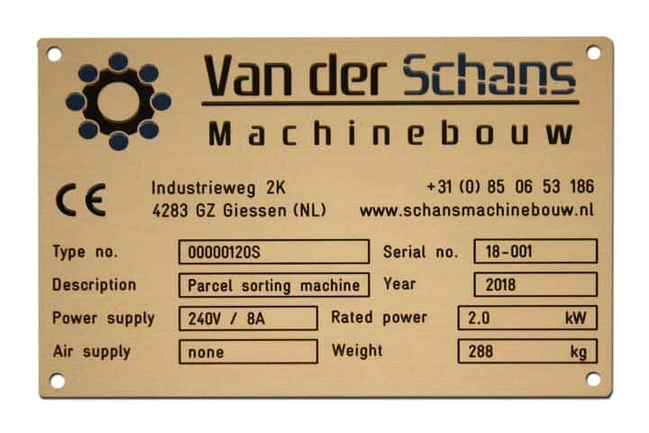 RVS typeplaat met frees & lasergravure - Gravure85