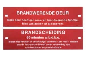Rode waarschuwingsbordjes van de brandweer van aluminium onderdruk
