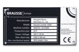 Typeplaat van aluminium voor brausse