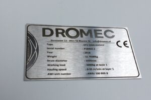 RVS typeplaat met lasergravure voor Dromec