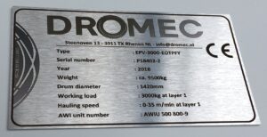 RVS typeplaat met lasergravure voor Dromec