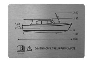 RVS typeplaat met lijntekening boot